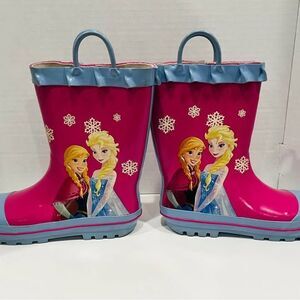 Frozen Anna Elsa Rain Boots Snow Rubber Shoes Size 13/1